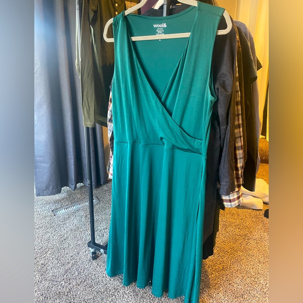 Wool& Isabelle Wrap Dress, Size XL, Pacific